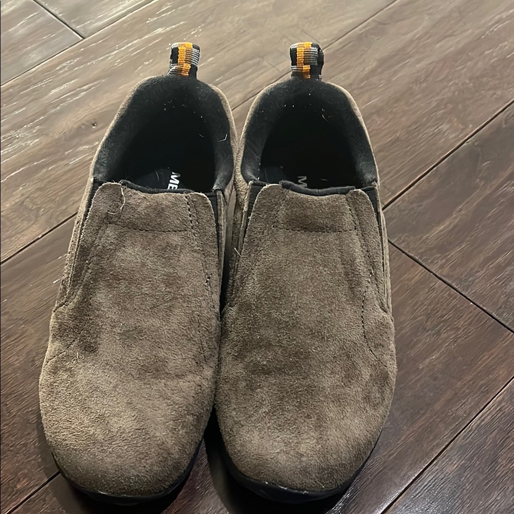 Merrell Kids Jungle Moc Tan Suede Slip-On Loafers